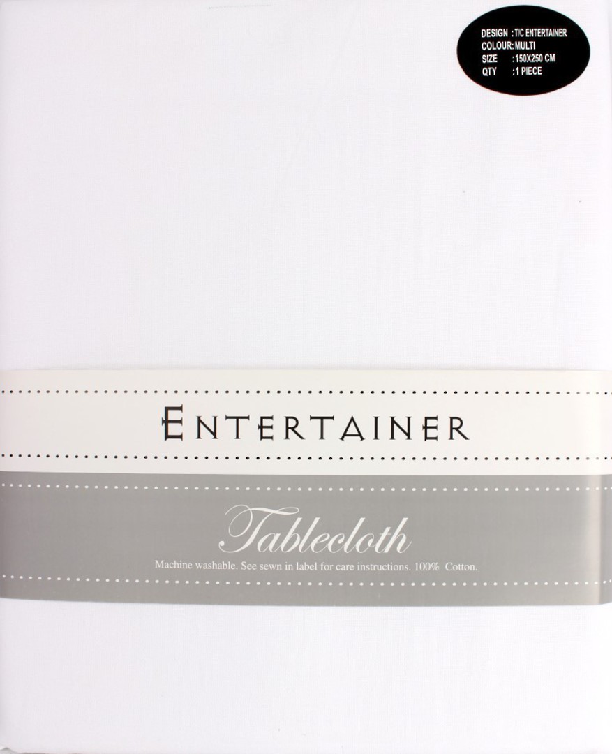 "Entertainer" tablecloth 150x250cm White. Code: T/C-ENT/250/WHI. image 0